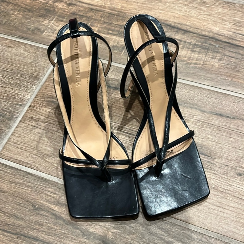 Bottega Veneta open toe black heels